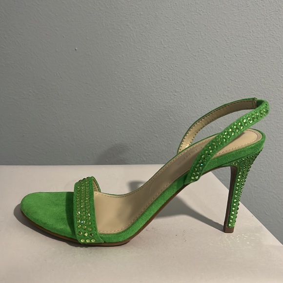 New Marc Fisher Betila Rhinestone Embellished Green Slingback Sandal Heels - Picture 10 of 12